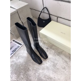 Byfar Fashion Soft Sheepskin High Heel Knee Boots For Women Black