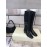 Byfar Fashion Soft Sheepskin High Heel Knee Boots For Women Black