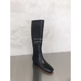 Byfar Fashion Soft Sheepskin High Heel Knee Boots For Women Black