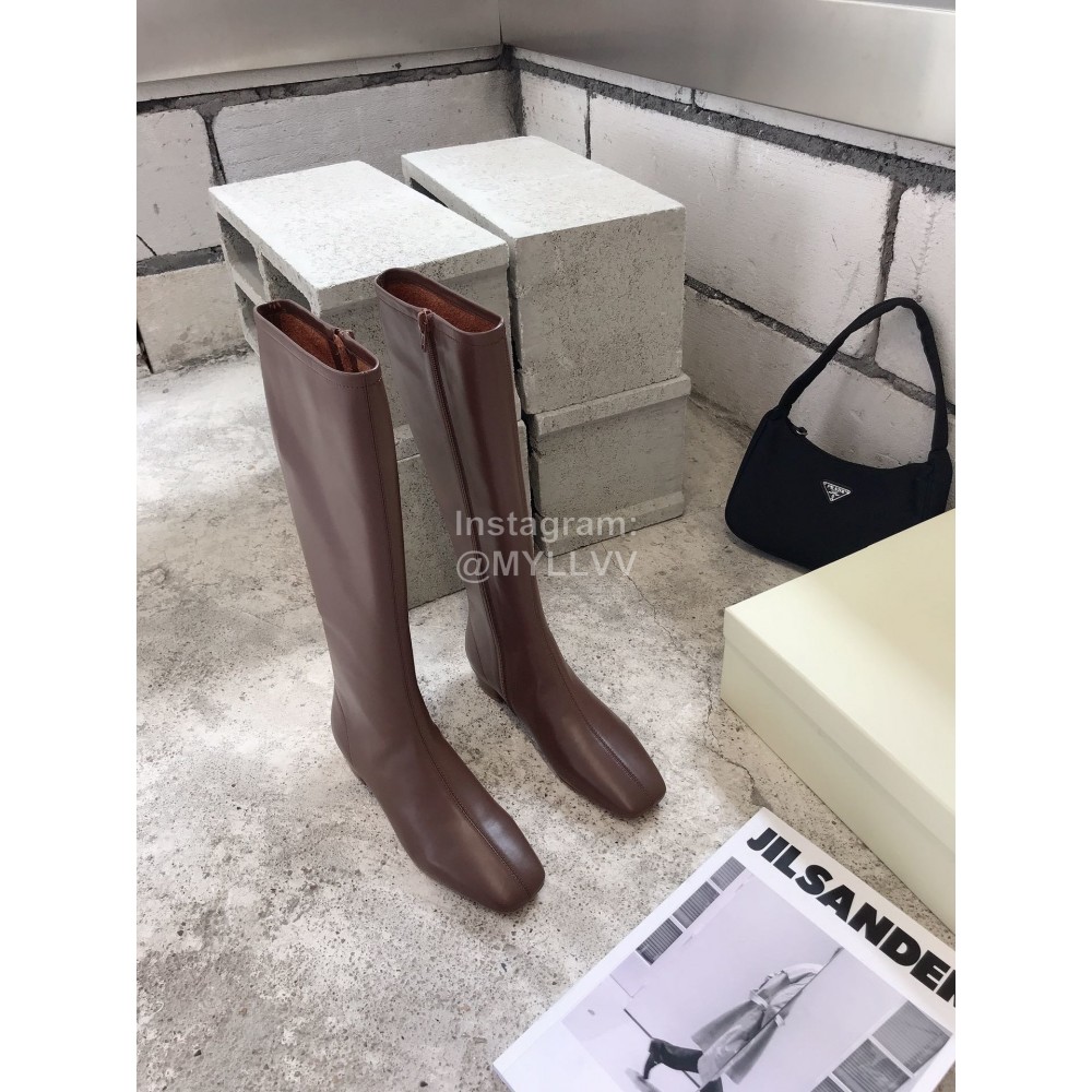 Byfar Fashion Soft Sheepskin High Heel Knee Boots For Women Brown