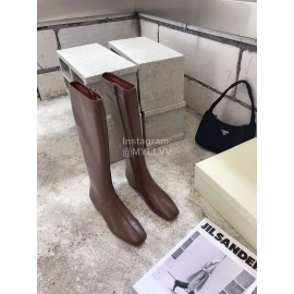 Byfar Fashion Soft Sheepskin High Heel Knee Boots For Women Brown