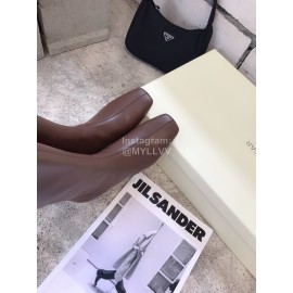 Byfar Fashion Soft Sheepskin High Heel Knee Boots For Women Brown