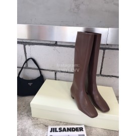 Byfar Fashion Soft Sheepskin High Heel Knee Boots For Women Brown