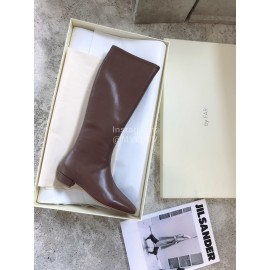 Byfar Fashion Soft Sheepskin High Heel Knee Boots For Women Brown