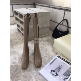 Byfar Fashion Soft Sheepskin High Heel Knee Boots For Women Gray