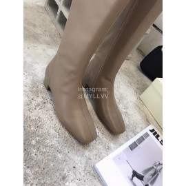 Byfar Fashion Soft Sheepskin High Heel Knee Boots For Women Gray