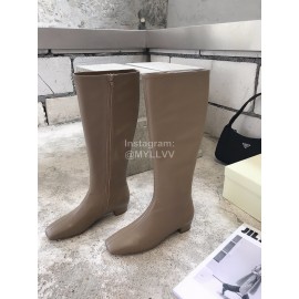 Byfar Fashion Soft Sheepskin High Heel Knee Boots For Women Gray