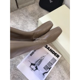 Byfar Fashion Soft Sheepskin High Heel Knee Boots For Women Gray