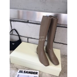 Byfar Fashion Soft Sheepskin High Heel Knee Boots For Women Gray