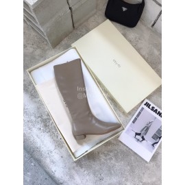 Byfar Fashion Soft Sheepskin High Heel Knee Boots For Women Gray