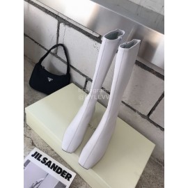 Byfar Fashion Soft Sheepskin High Heel Knee Boots For Women White