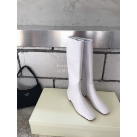 Byfar Fashion Soft Sheepskin High Heel Knee Boots For Women White