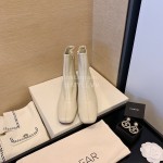 Byfar Retro Soft Sheepskin High Heel Boots For Women White