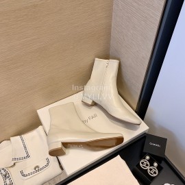 Byfar Retro Soft Sheepskin High Heel Boots For Women White