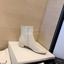 Byfar Retro Soft Sheepskin High Heel Boots For Women White