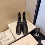 Byfar Retro Soft Sheepskin High Heel Boots For Women Black