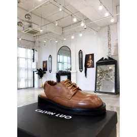 Calvin Luo Cowhide Lace Up Casual Sandals For Women Brown