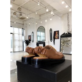 Calvin Luo Cowhide Lace Up Casual Sandals For Women Brown