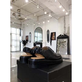 Calvin Luo Cowhide Lace Up Casual Sandals For Women Black