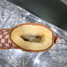 Celine Autumn Winter Printed Wool Chain Short Boots For Women Red