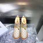 Celine Autumn Winter Printed Wool Chain Short Boots For Women Brown