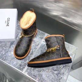 Celine Autumn Winter Printed Wool Chain Short Boots For Women