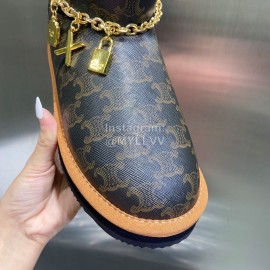 Celine Autumn Winter Printed Wool Chain Short Boots For Women