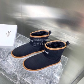 Celine Autumn Winter Printed Wool Canvas Short Boots For Women Black