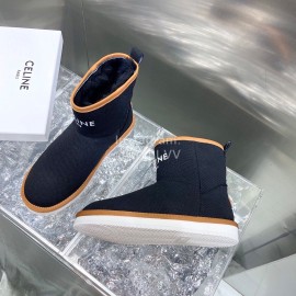 Celine Autumn Winter Printed Wool Canvas Short Boots For Women Black