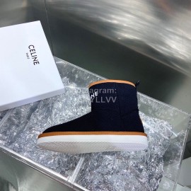 Celine Autumn Winter Printed Wool Canvas Short Boots For Women Black