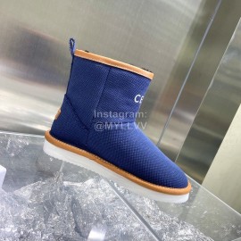 Celine Autumn Winter Printed Wool Canvas Short Boots For Women Blue
