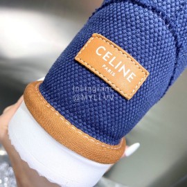 Celine Autumn Winter Printed Wool Canvas Short Boots For Women Blue