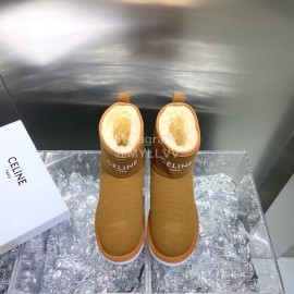 Celine Autumn Winter Printed Wool Canvas Short Boots For Women Brown