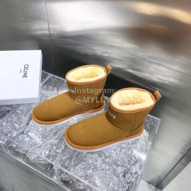 Celine Autumn Winter Printed Wool Canvas Short Boots For Women Brown