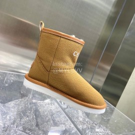 Celine Autumn Winter Printed Wool Canvas Short Boots For Women Brown
