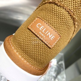 Celine Autumn Winter Printed Wool Canvas Short Boots For Women Brown