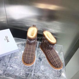 Celine Autumn Winter Printed Wool Canvas Short Boots For Women