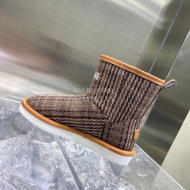 Celine Autumn Winter Printed Wool Canvas Short Boots For Women