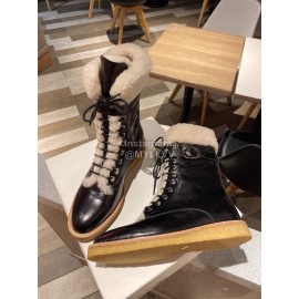 Celine Winter Lamb Wool Lapel Over Knee Boots For Women Black