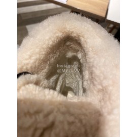 Celine Winter Lamb Wool Lapel Over Knee Boots For Women Black