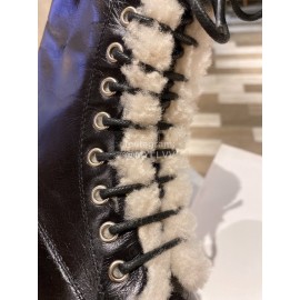 Celine Winter Lamb Wool Lapel Over Knee Boots For Women Black