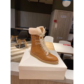 Celine Winter Lamb Wool Lapel Over Knee Boots For Women Brown