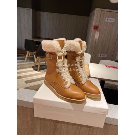 Celine Winter Lamb Wool Lapel Over Knee Boots For Women Brown