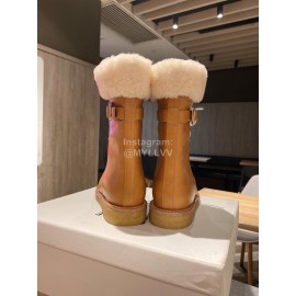 Celine Winter Lamb Wool Lapel Over Knee Boots For Women Brown