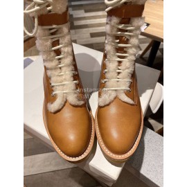 Celine Winter Lamb Wool Lapel Over Knee Boots For Women Brown