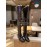 Celine Winter Calf Leather Lamb Wool Lapel Knee Boots For Women Black