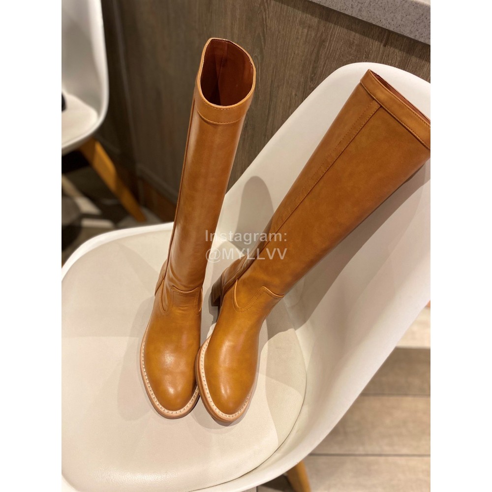 Celine Winter Calf Leather Knee Boots For Women Brown