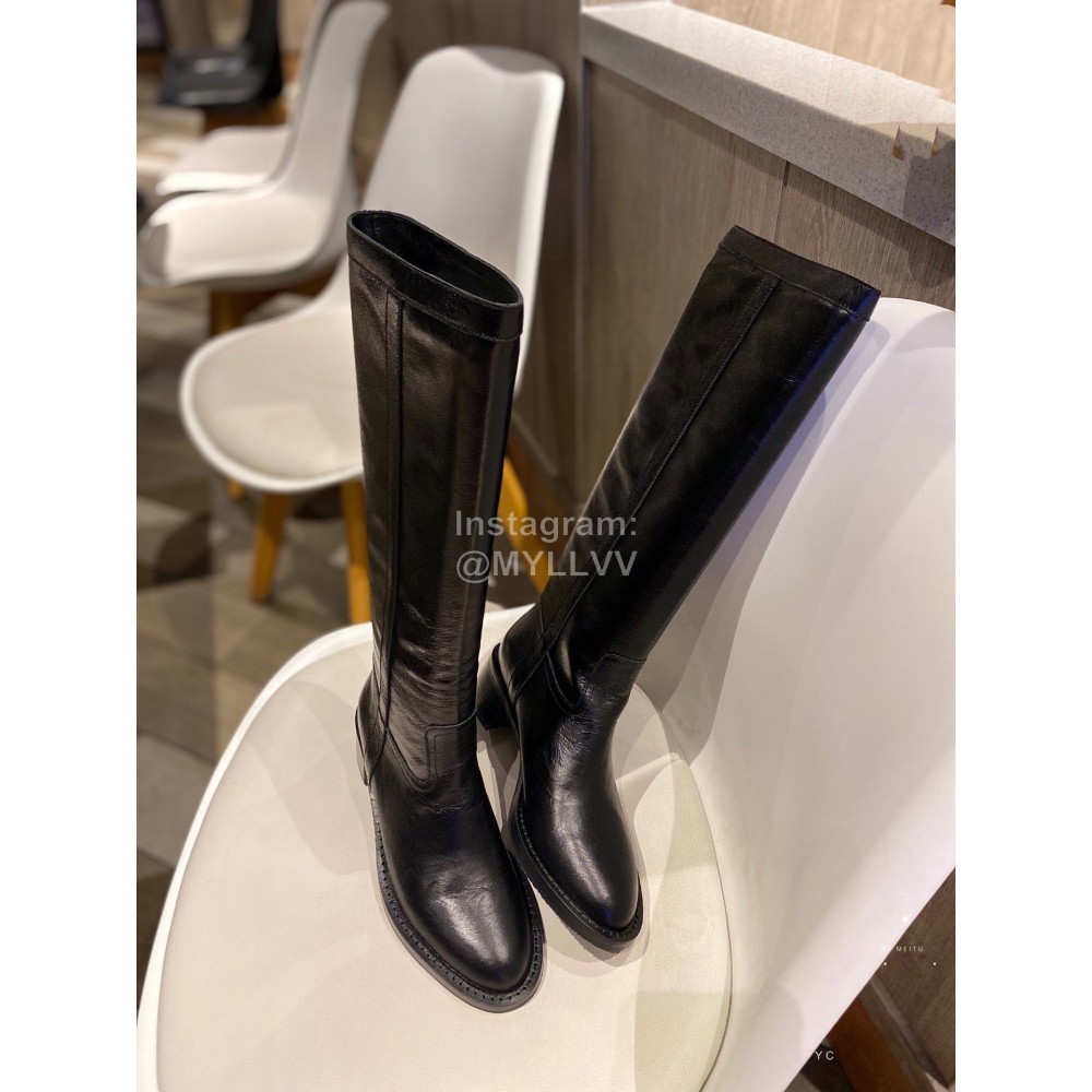 Celine Winter Calf Leather Knee Boots For Women Black