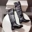 Celine Winter Lamb Wool Black Lapel Over Knee Boots For Women 
