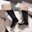 Celine Winter Lamb Wool Black Lapel Over Knee Boots For Women 
